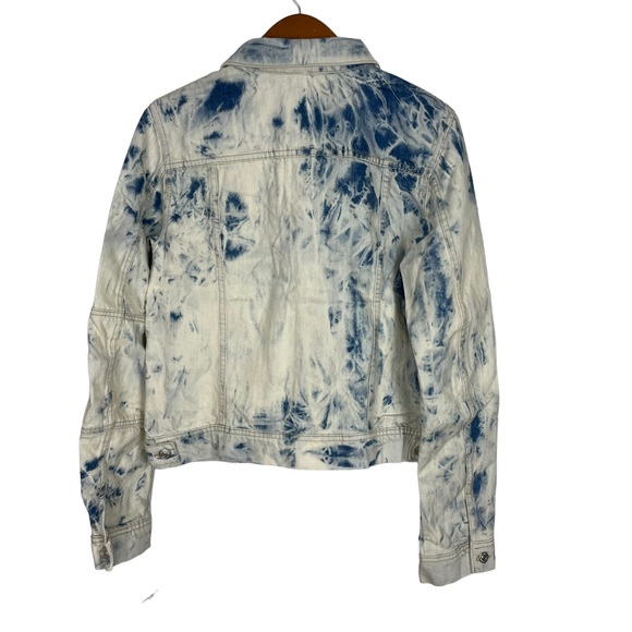 NWT Free People‎ Rumors Jones Tie Dye Blue Denim Jacket Large - Picture 3 of 5